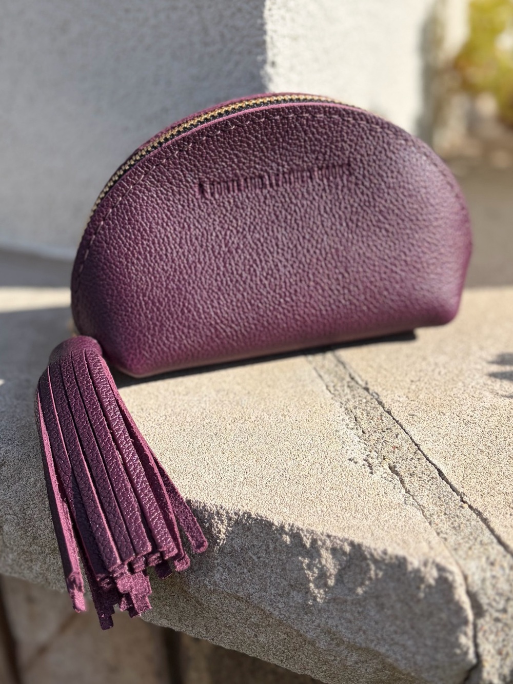 NWOT Portland Leather Goods Taco Tassel Pouch in Plum